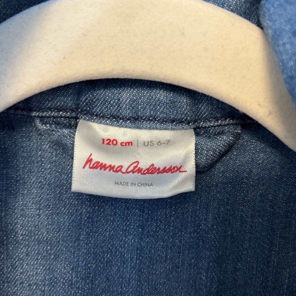 HANNA ANDERSON denim jacket embroidered and patches w sherpa lining - Picture 3 of 4